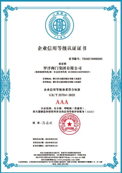 AAA Enterprise Credit Rating Certificate Gbt 23794 2023