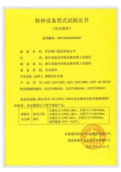 Type Test Spring Loaded Safety Valve Steam