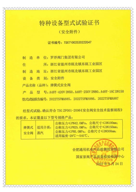 Type Test Spring Loaded Safety Valve Steam